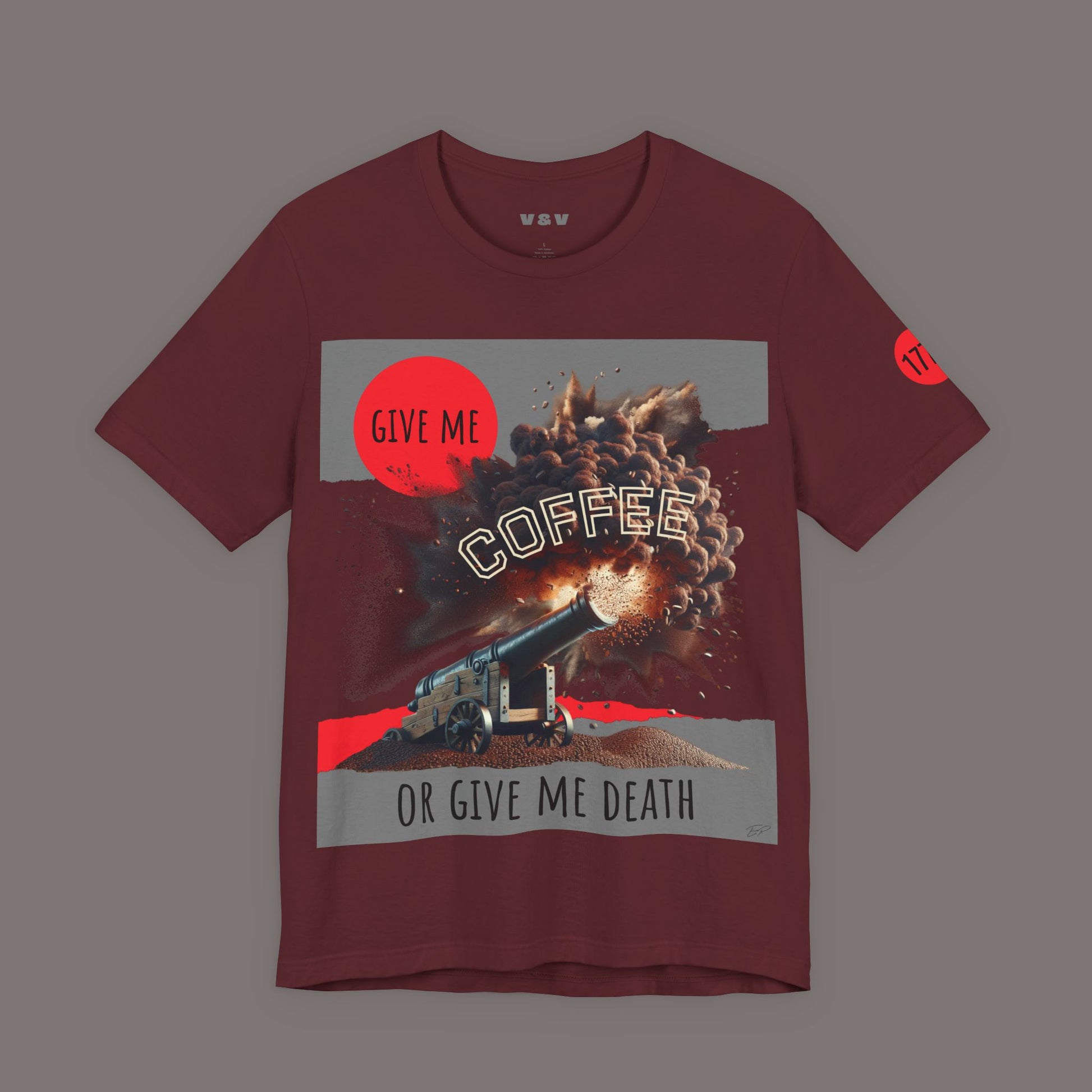 Give Me Coffee or Give Me Death Tee - Colonial History Graphic Art Tee