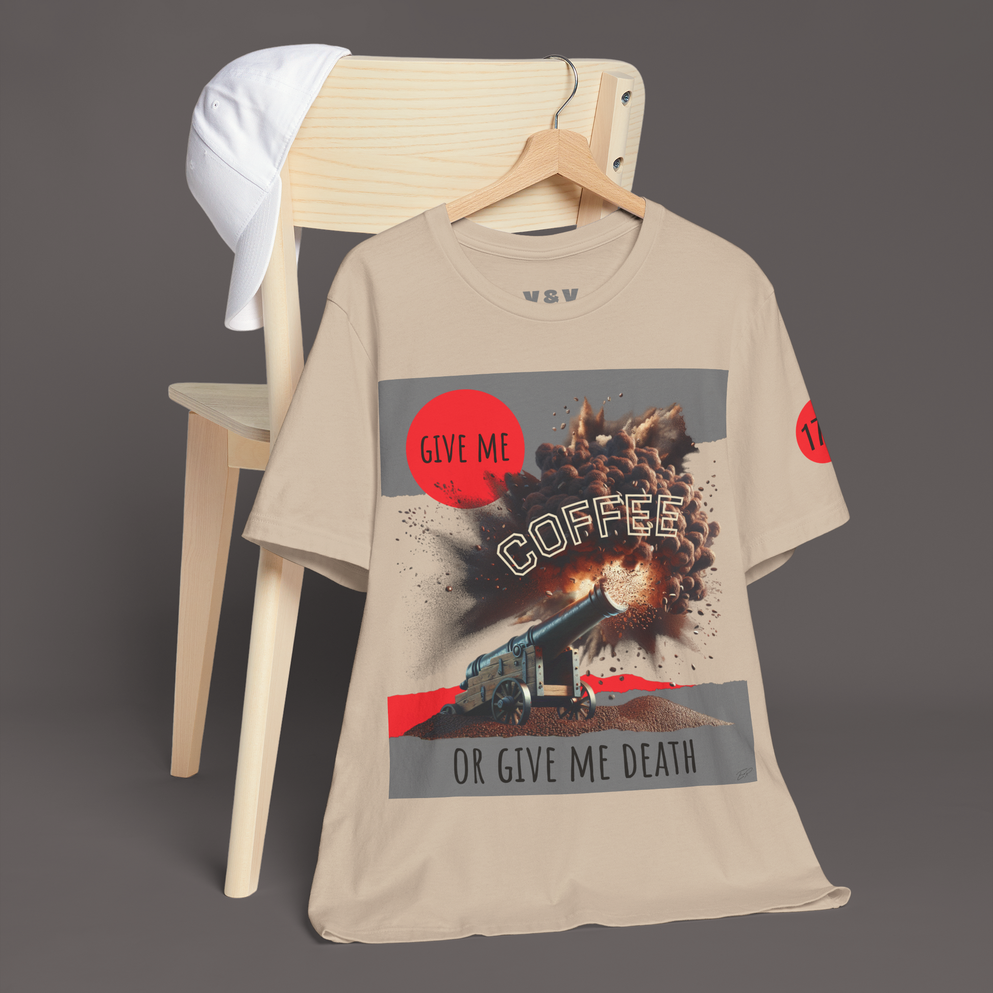 Give Me Coffee or Give Me Death Tee - Colonial History Graphic Art Tee