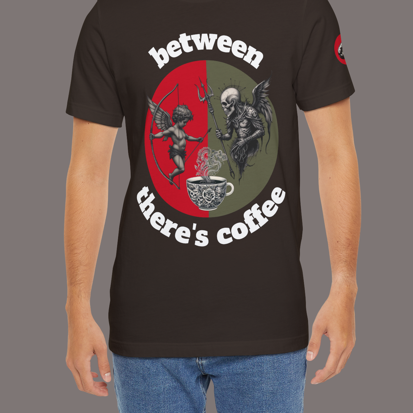 Between Eros and Death, There's Coffee - Unisex Art Tee