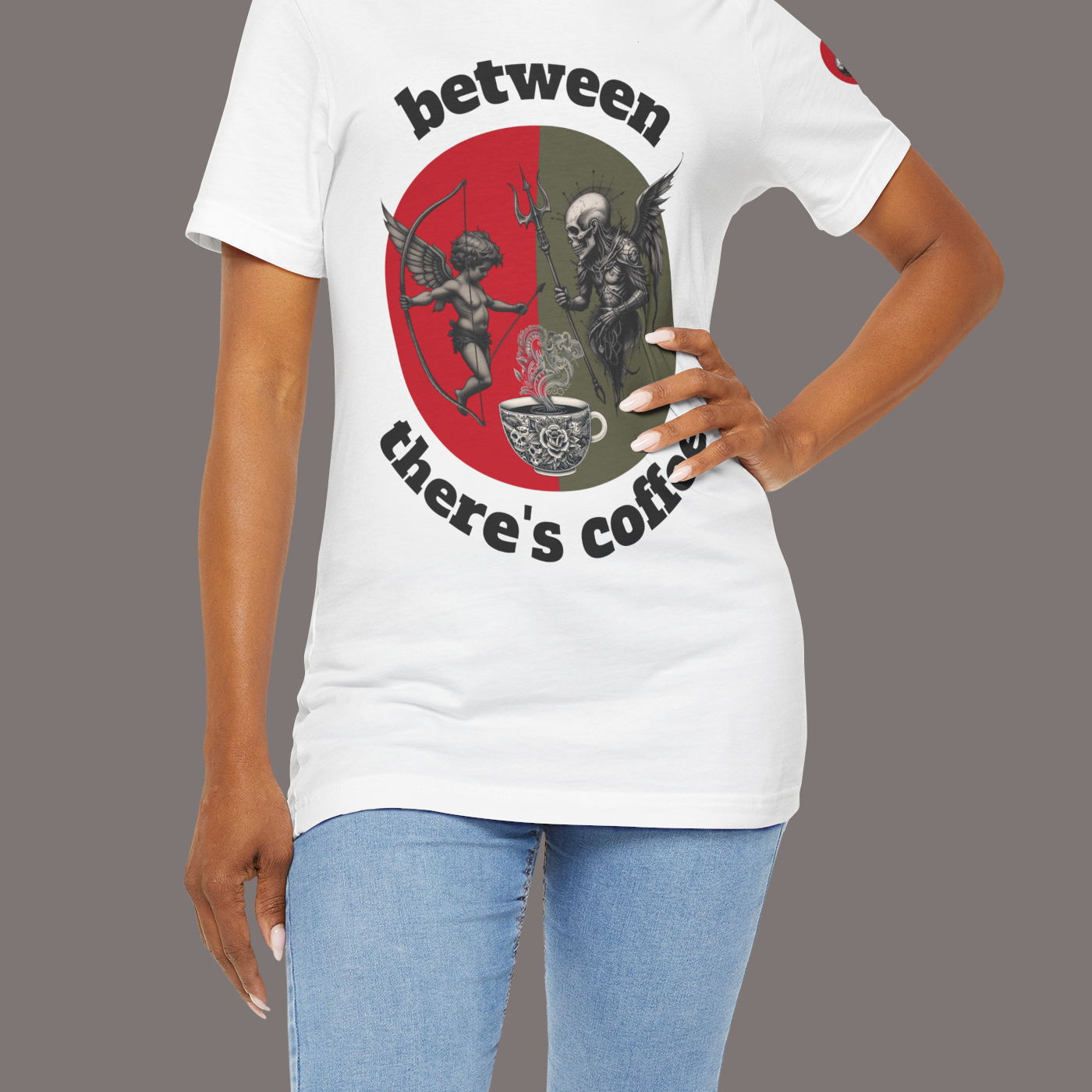 Between Eros and Death, There's Coffee - Unisex Art Tee