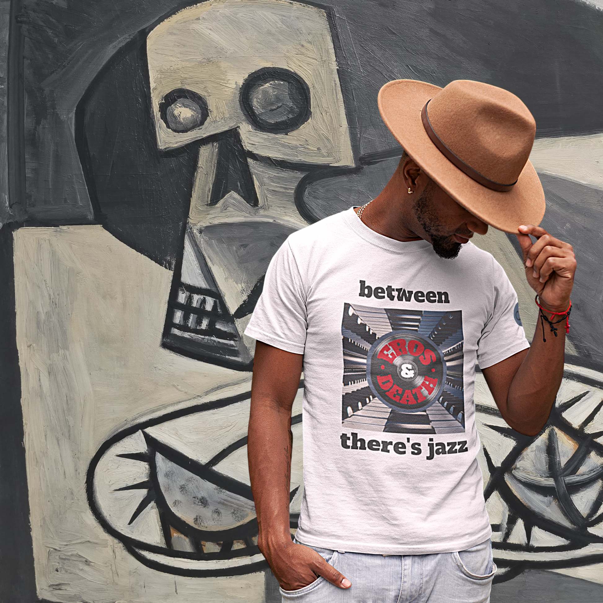 Between Eros and Death, There's Jazz - Unisex Art Tee