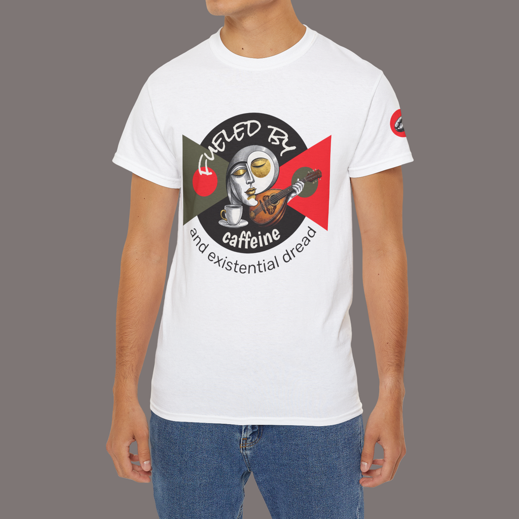 Fueled by Caffeine and Existential Dread - Unisex Heavyweight Art Tee