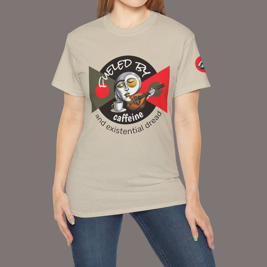 Fueled by Caffeine and Existential Dread - Unisex Heavyweight Art Tee