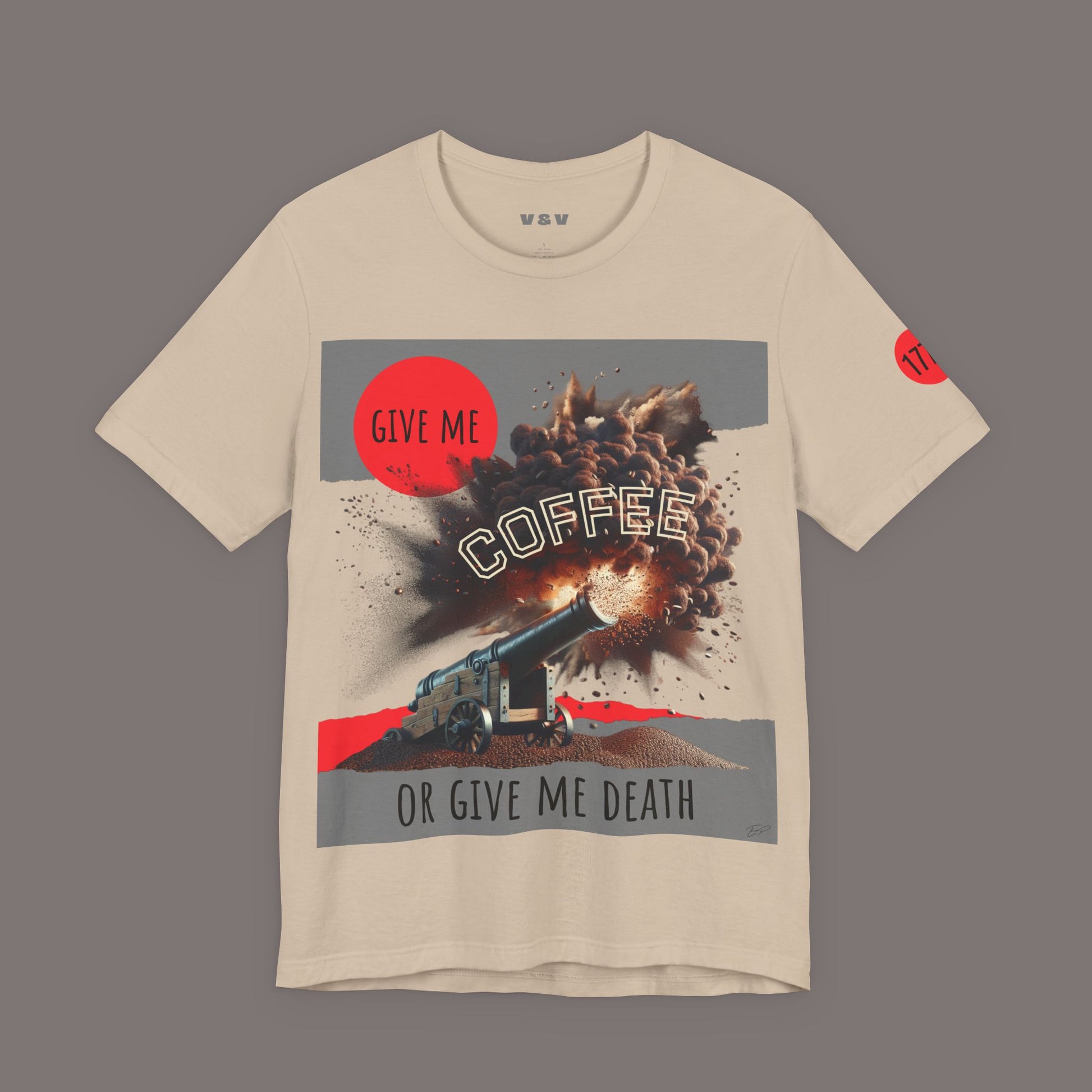 Give Me Coffee or Give Me Death Tee - Colonial History Graphic Art Tee