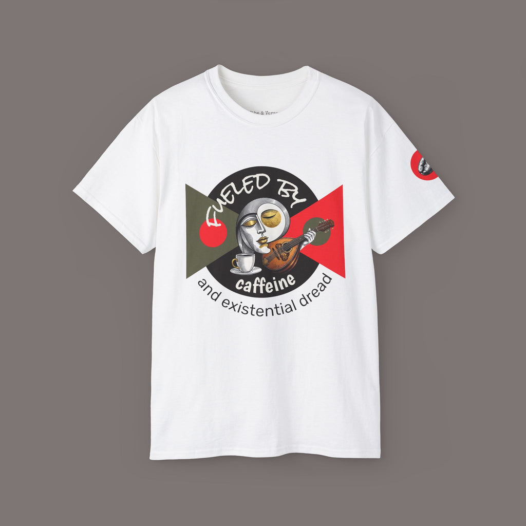 TeeVersionWithSleeve Fueled by Caffeine and Existential Dread Unisex Tee - Vibe & Verse