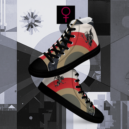 Between Eros & Death, There’s Coffee - Women’s Artwear Canvas High-tops – Caffeine Muse Collection