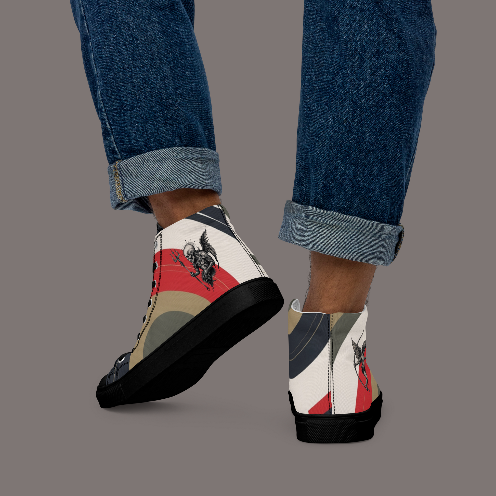 Between Eros & Death, There’s Coffee - Men’s Artwear Canvas High-tops – Caffeine Muse Collection