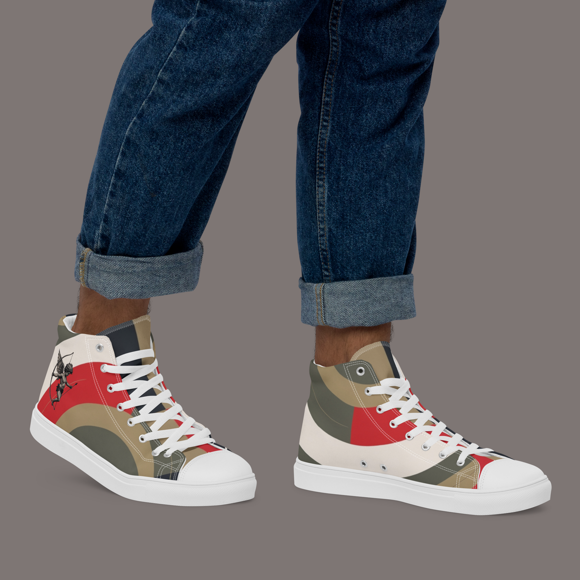 Between Eros & Death, There’s Coffee - Men’s Artwear Canvas High-tops – Caffeine Muse Collection