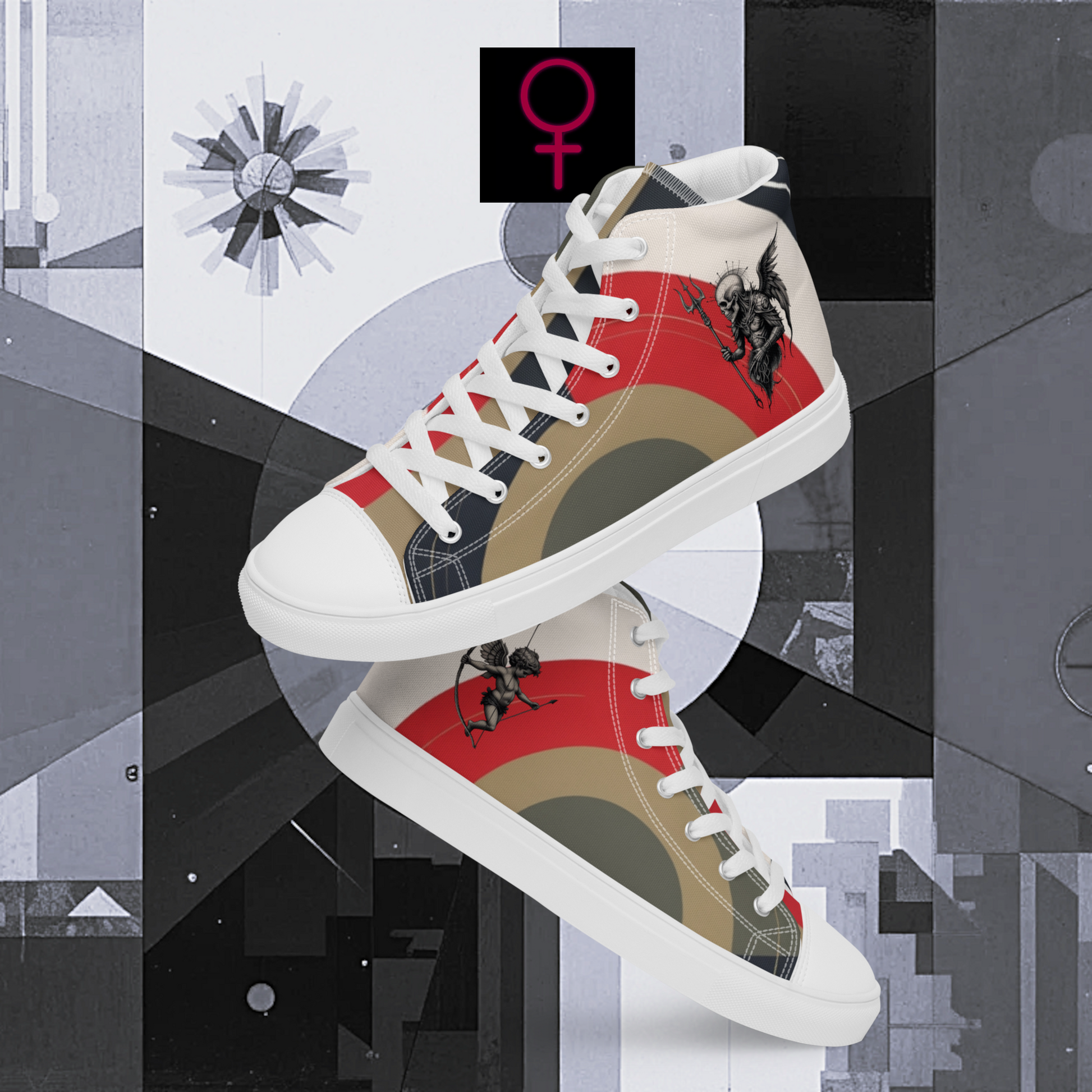 Between Eros & Death, There’s Coffee - Women’s Artwear Canvas High-tops – Caffeine Muse Collection