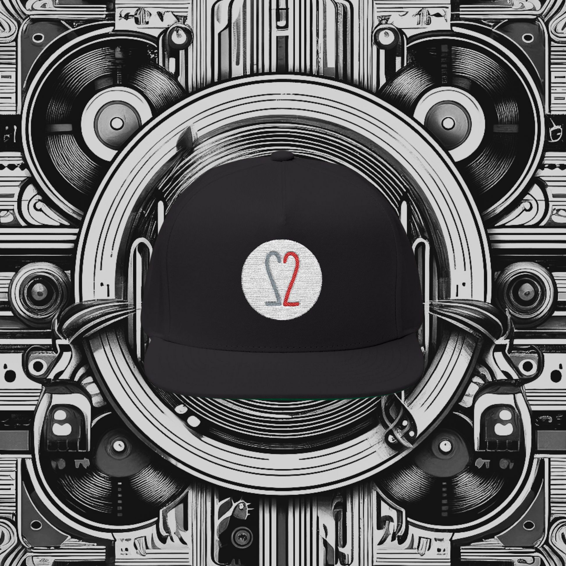 It Takes 2 to Tango - Black Embroidered Flat Bill Cap - Positronic Heart Collection