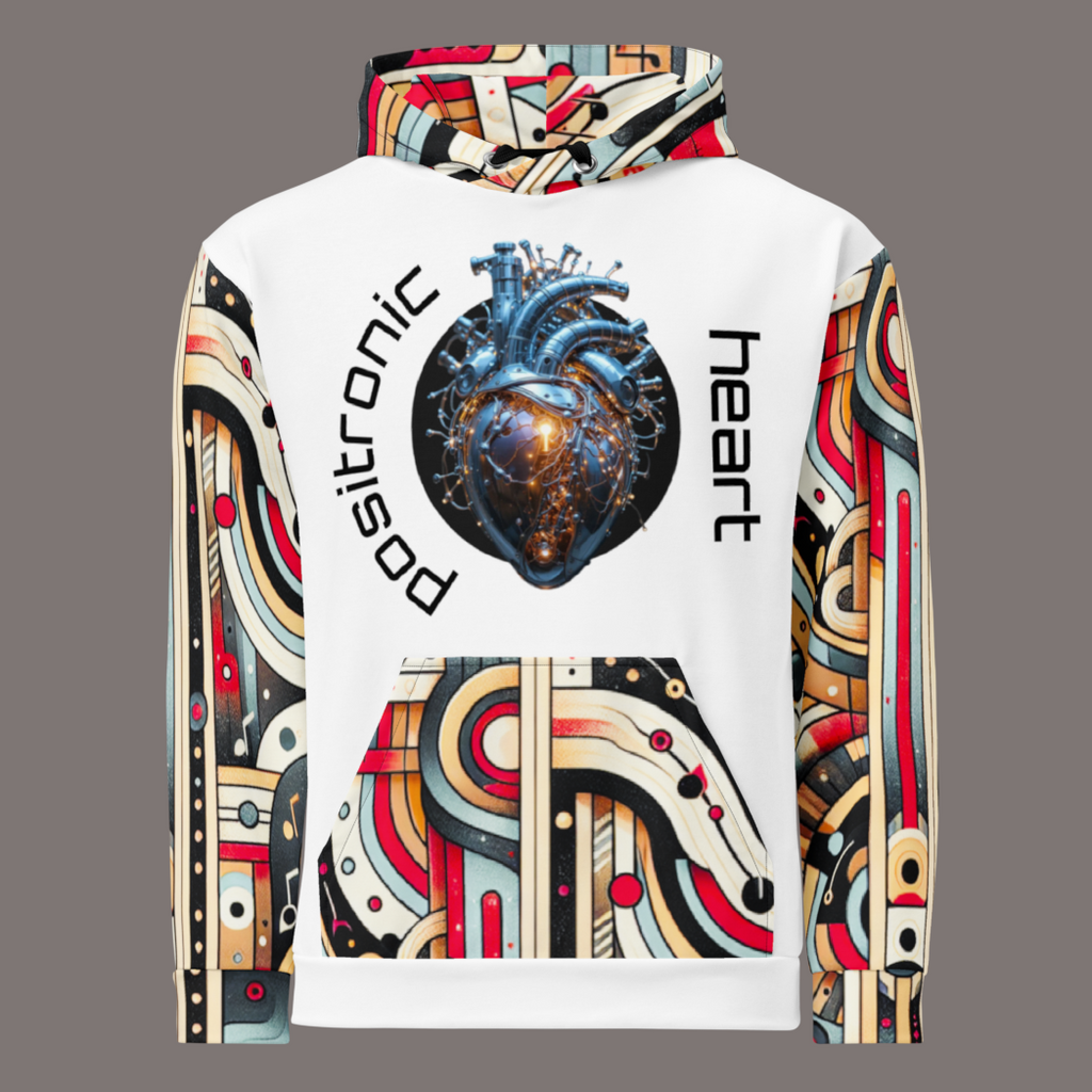 Positronic Heart - All-Over Print Unisex Cotton Artwear Hoodie