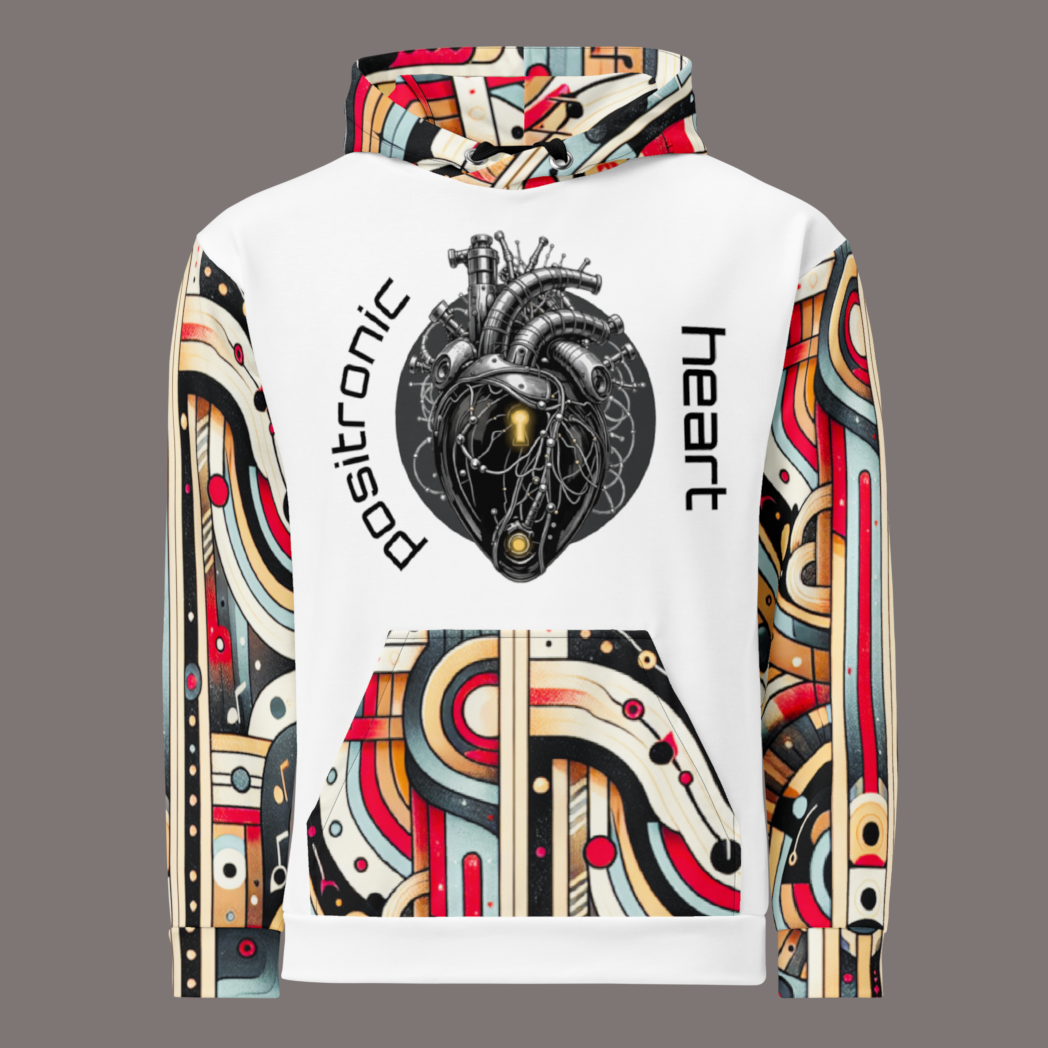 Positronic Heart – All-Over Print Unisex 95% Cotton Artwear Hoodie