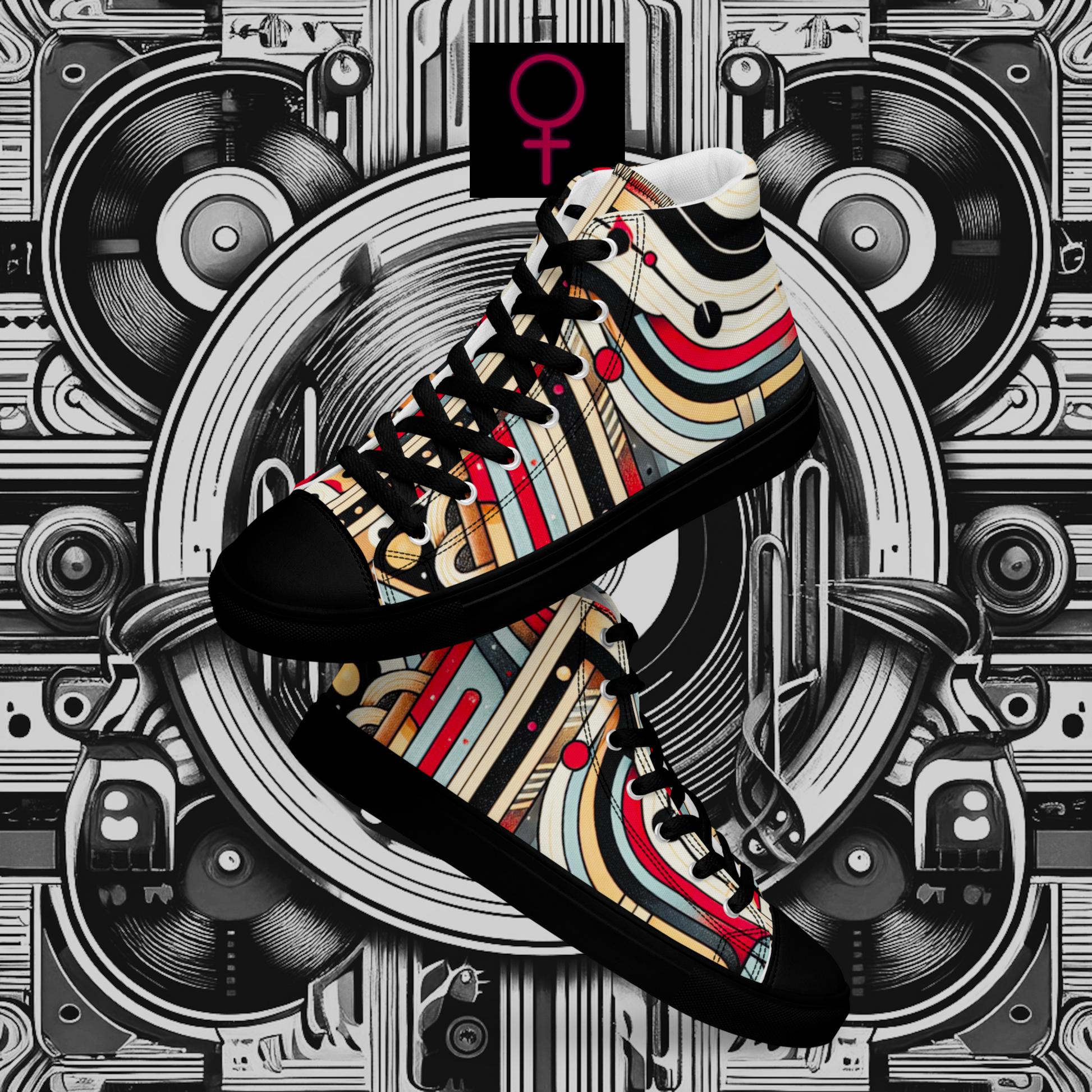 Cyber Seduction 102 - Women’s Artwear Canvas High-tops - Positronic Heart Collection