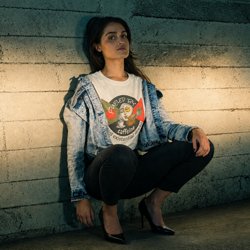 Fueled by Caffeine and Existential Dread - Unisex Heavyweight Art Tee
