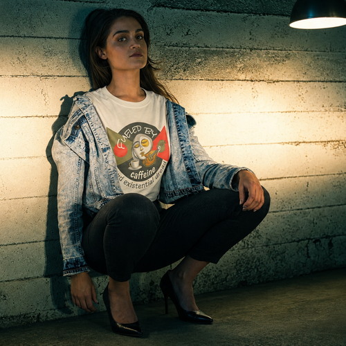 Fueled by Caffeine and Existential Dread - Unisex Heavyweight Art Tee