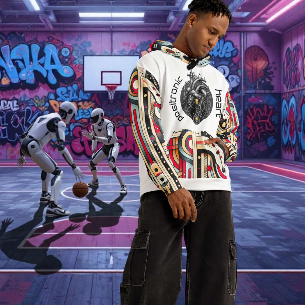 Positronic Heart – All-Over Print Unisex 95% Cotton Artwear Hoodie