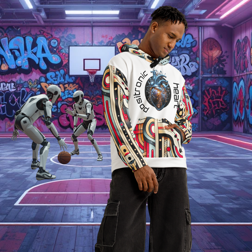Positronic Heart - All-Over Print Unisex Cotton Artwear Hoodie