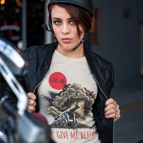 Give Me Coffee or Give Me Death Tee - Colonial History Unisex Heavyweight Art Tee