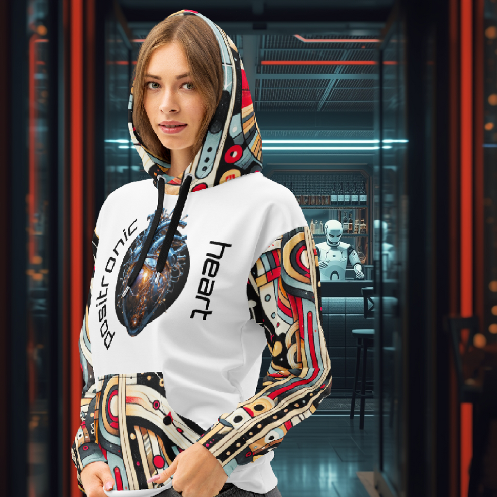 Positronic Heart - All-Over Print Unisex Cotton Artwear Hoodie