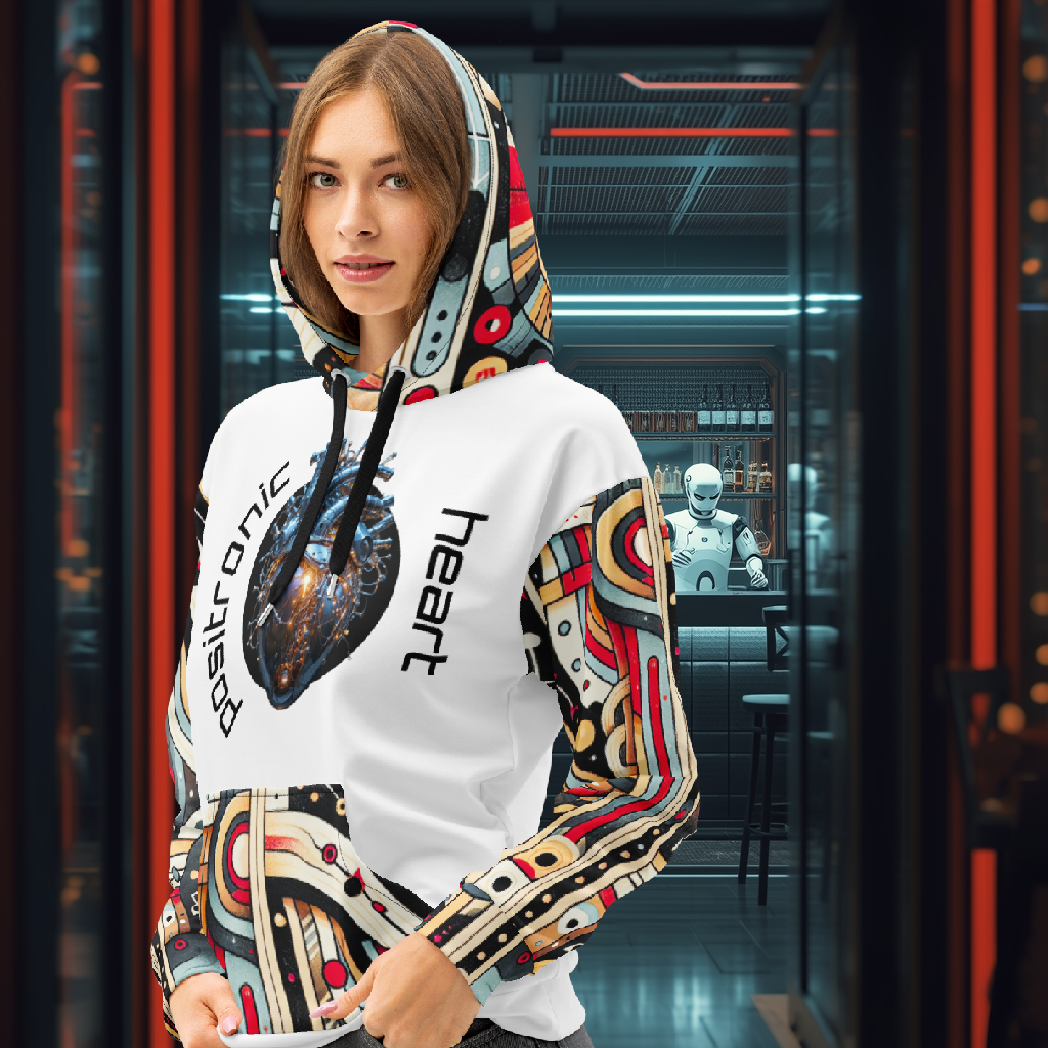 Positronic Heart - All-Over Print Unisex Cotton Artwear Hoodie