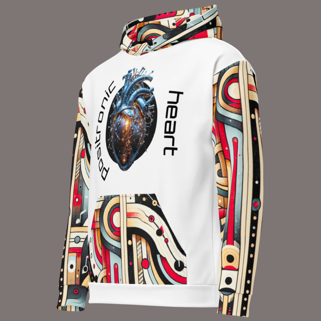Positronic Heart - All-Over Print Unisex Cotton Artwear Hoodie