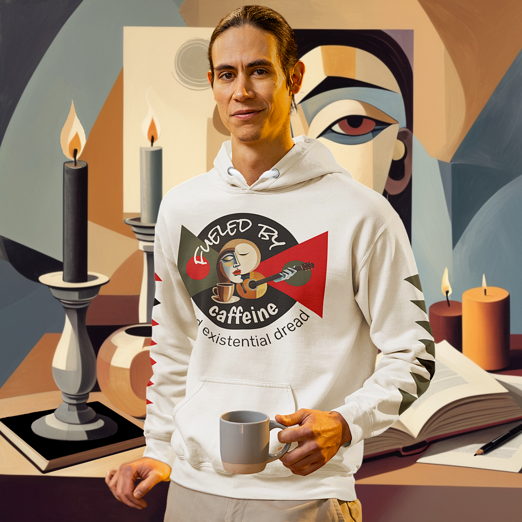 Fueled by Caffeine and Existential Dread – Unisex Artwear Hoodie