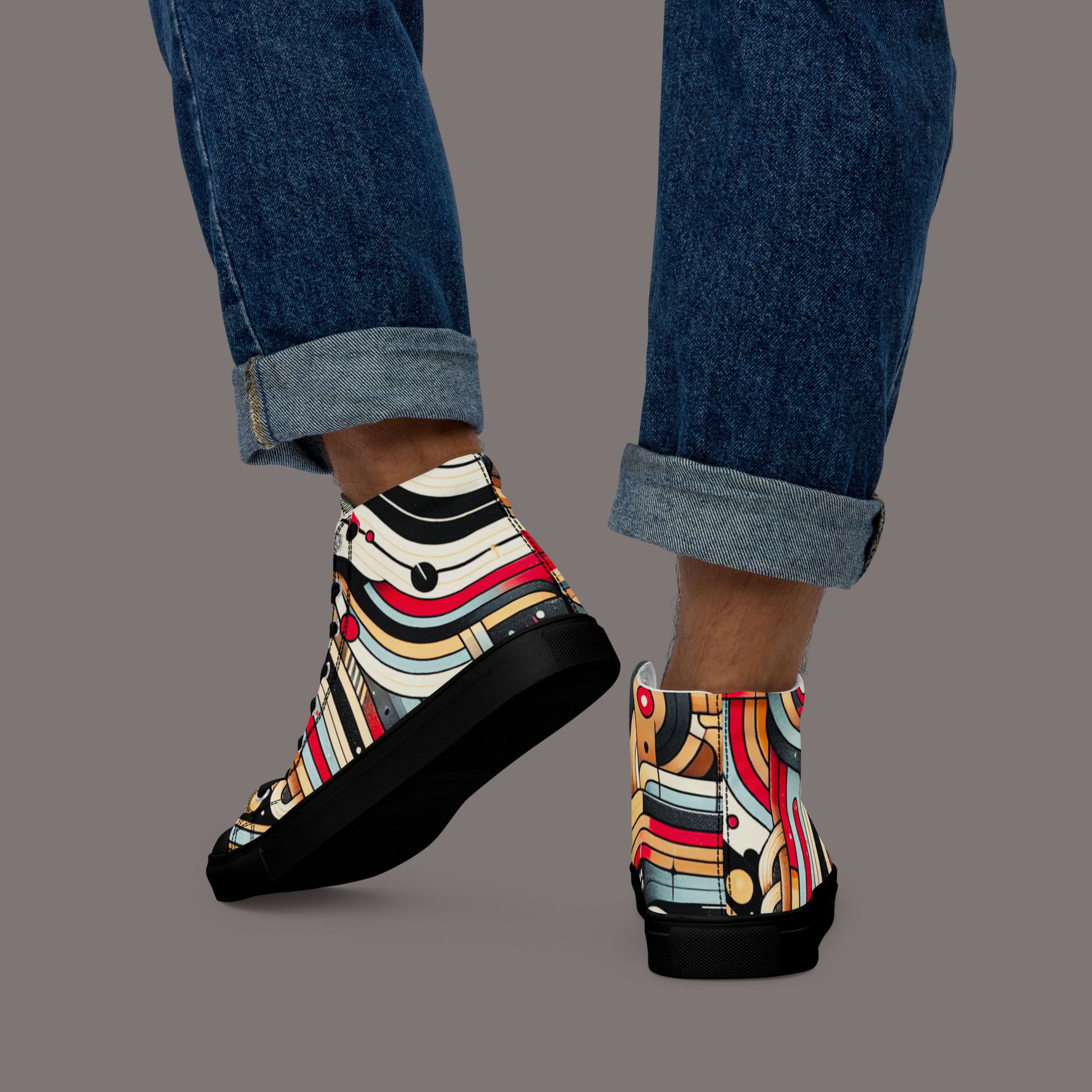 Cyber Seduction 102 - Men’s Artwear Canvas High-tops - Positronic Heart Collection