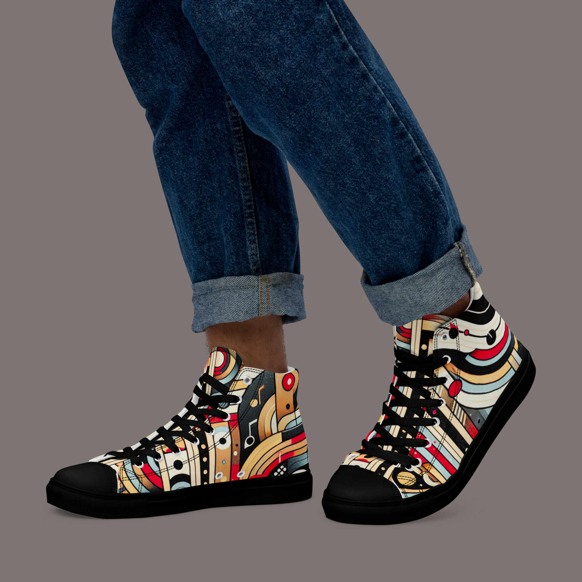 Cyber Seduction 102 - Men’s Artwear Canvas High-tops - Positronic Heart Collection