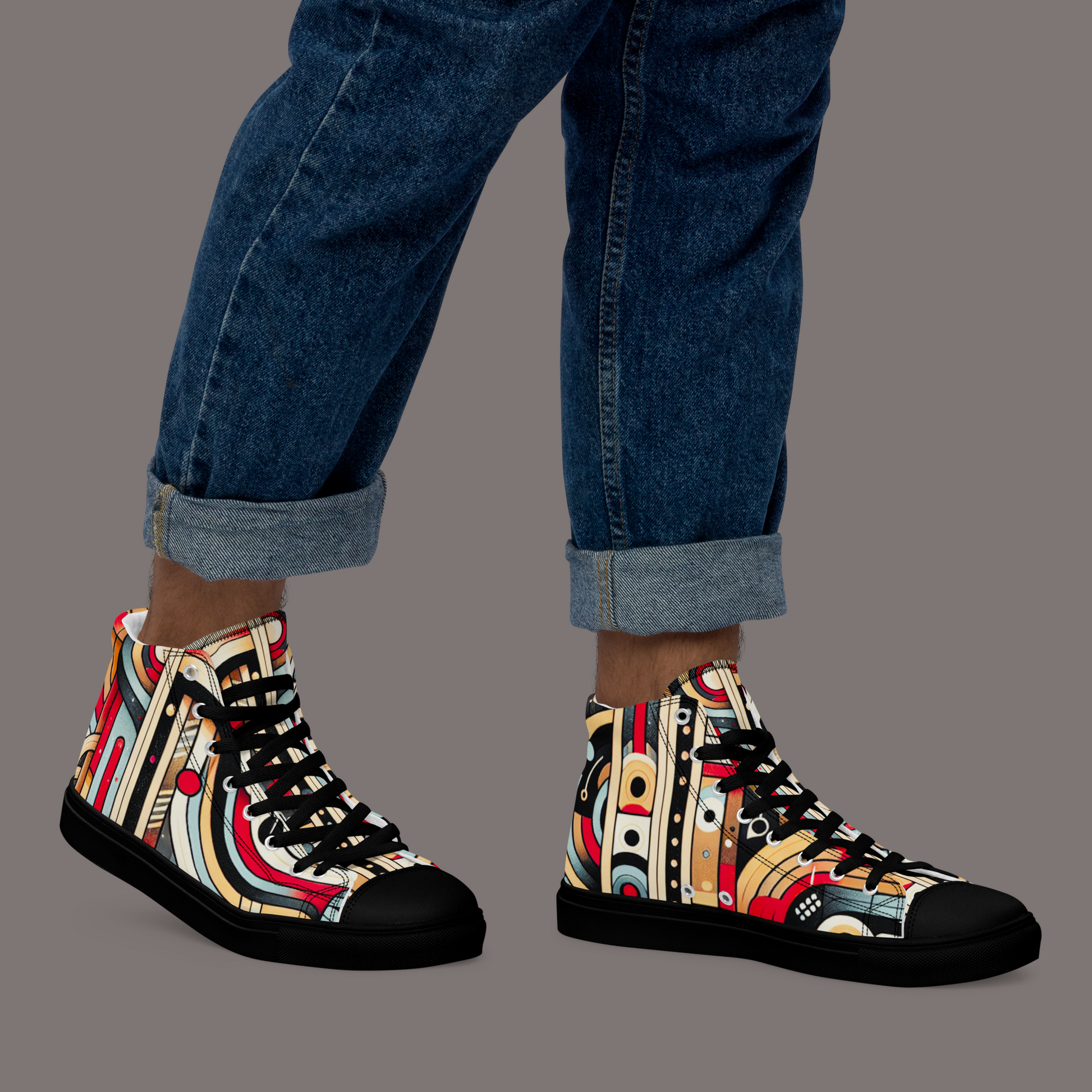 Cyber Seduction 102 - Men’s Artwear Canvas High-tops - Positronic Heart Collection