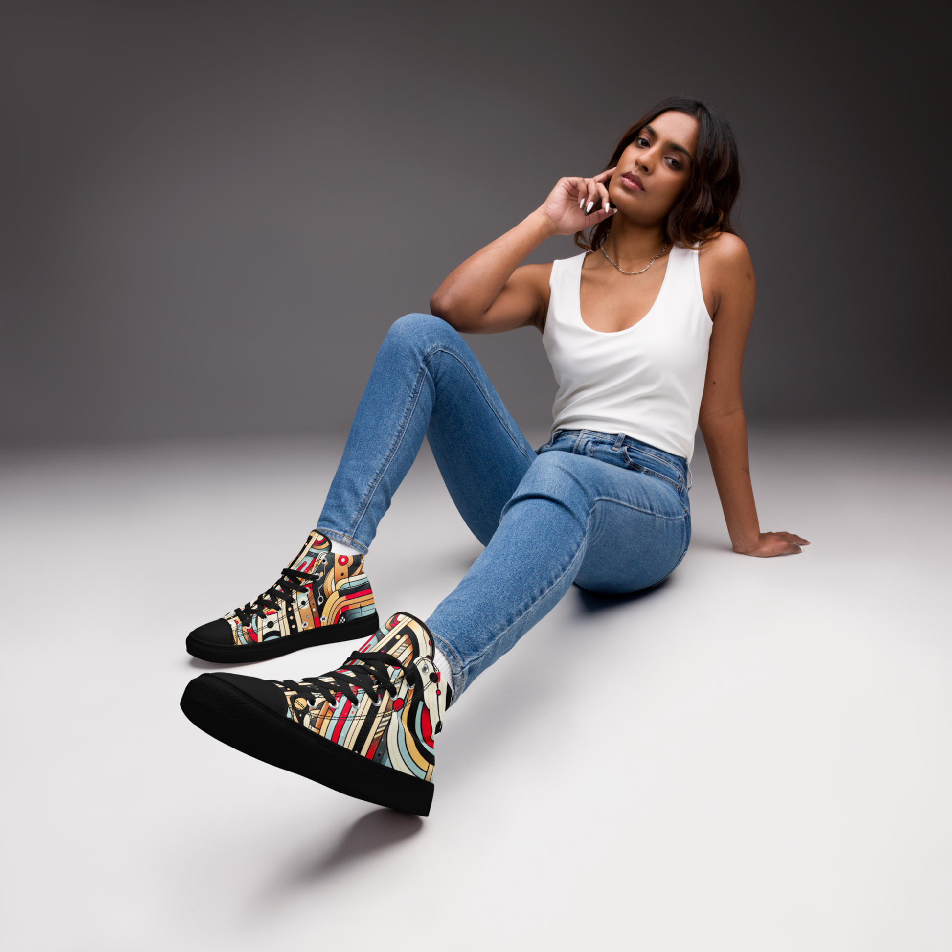 Cyber Seduction 102 - Women’s Artwear Canvas High-tops - Positronic Heart Collection