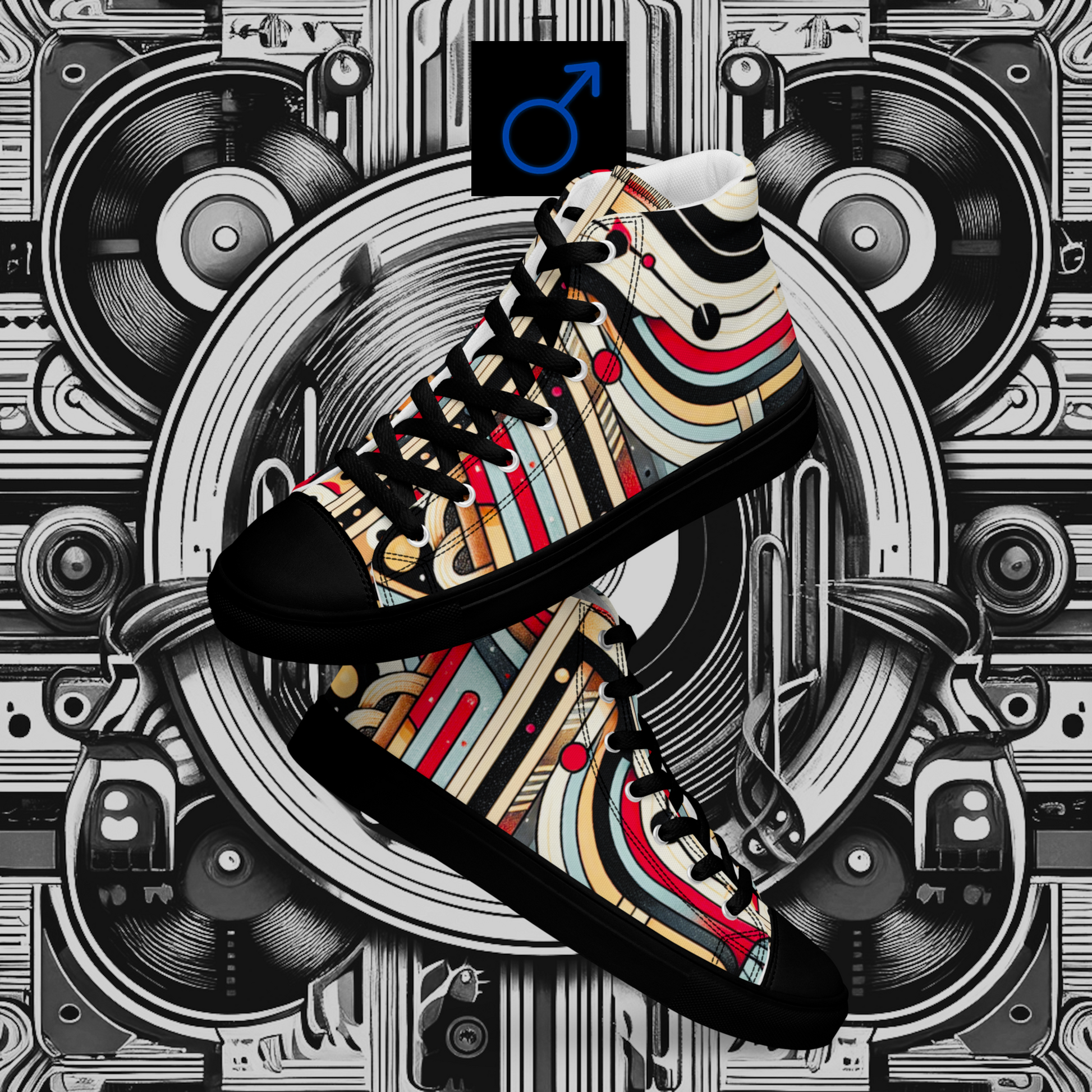 Cyber Seduction 102 - Men’s Artwear Canvas High-tops - Positronic Heart Collection