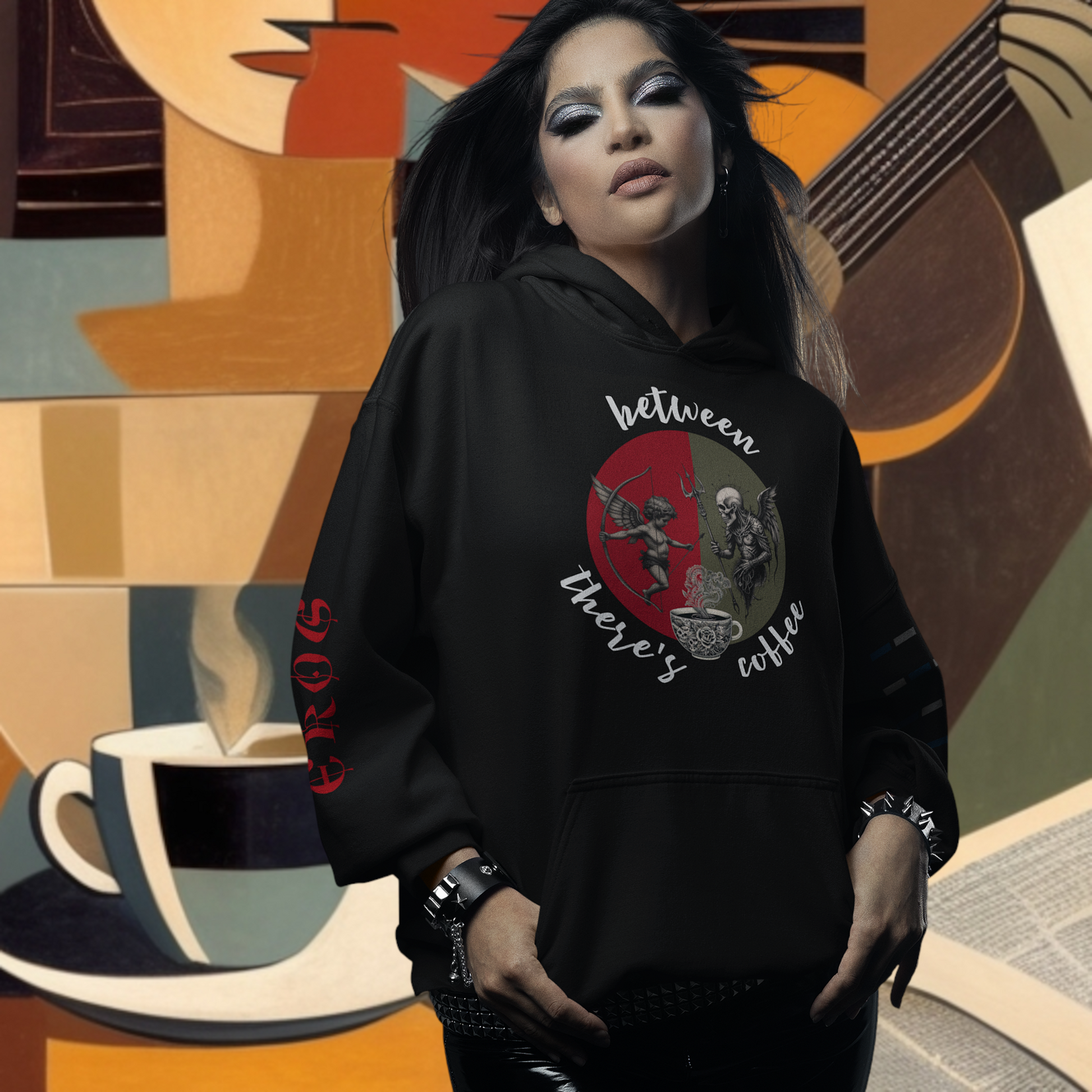 Between Eros & Death, There’s Coffee – Unisex Artwear Hoodie