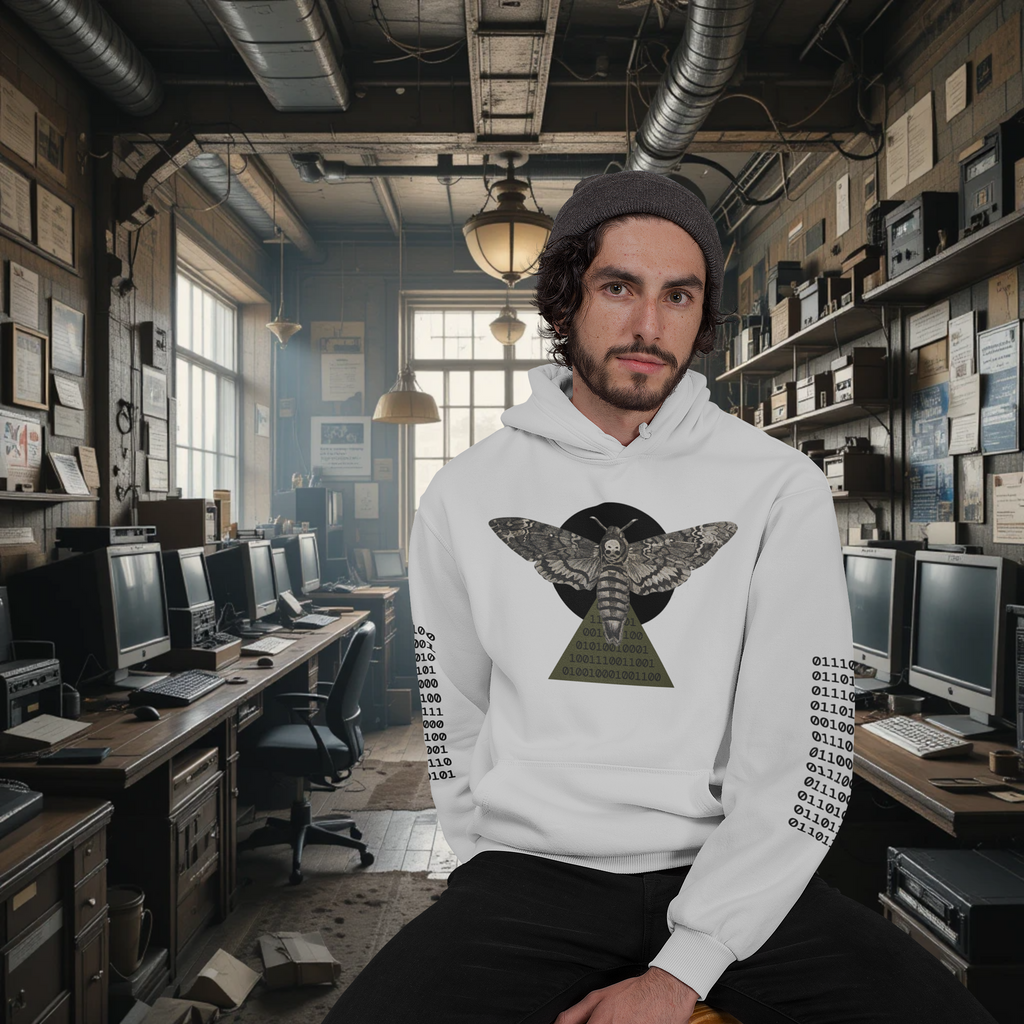Death’s Head Moth Binary Code – Unisex Artwear Hoodie
